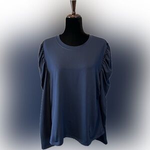 Nuggles Navy Blue Ruched Women's Top size 2X